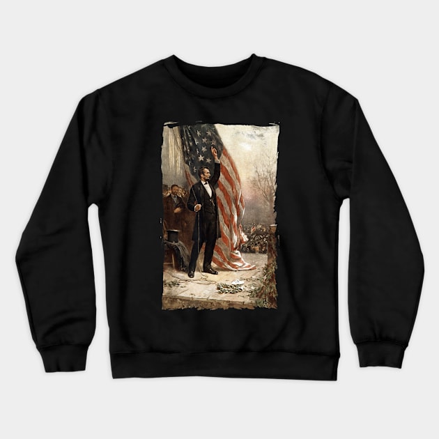 4th of July Independence Day American Flag Abraham Lincoln Crewneck Sweatshirt by Haley Tokey